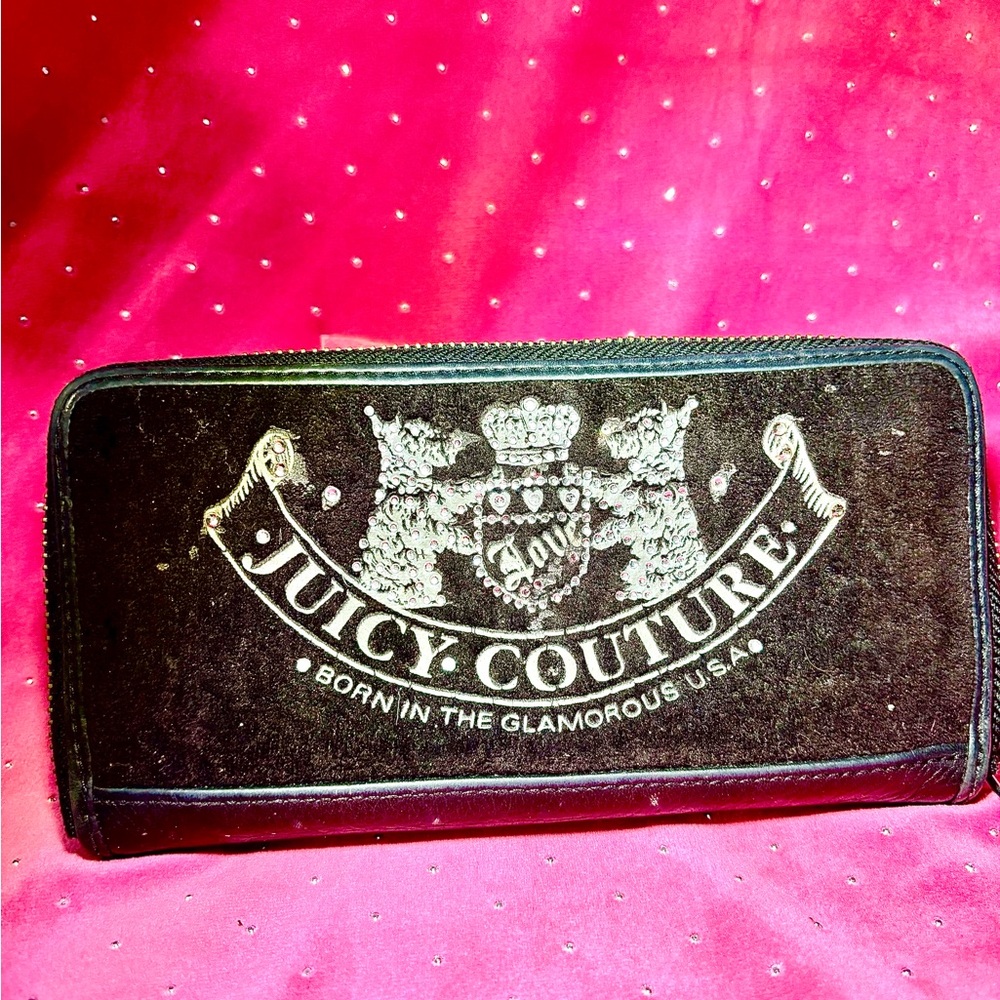 Vintage Y2K juicy couture, full-size Scotty dog wallet, black